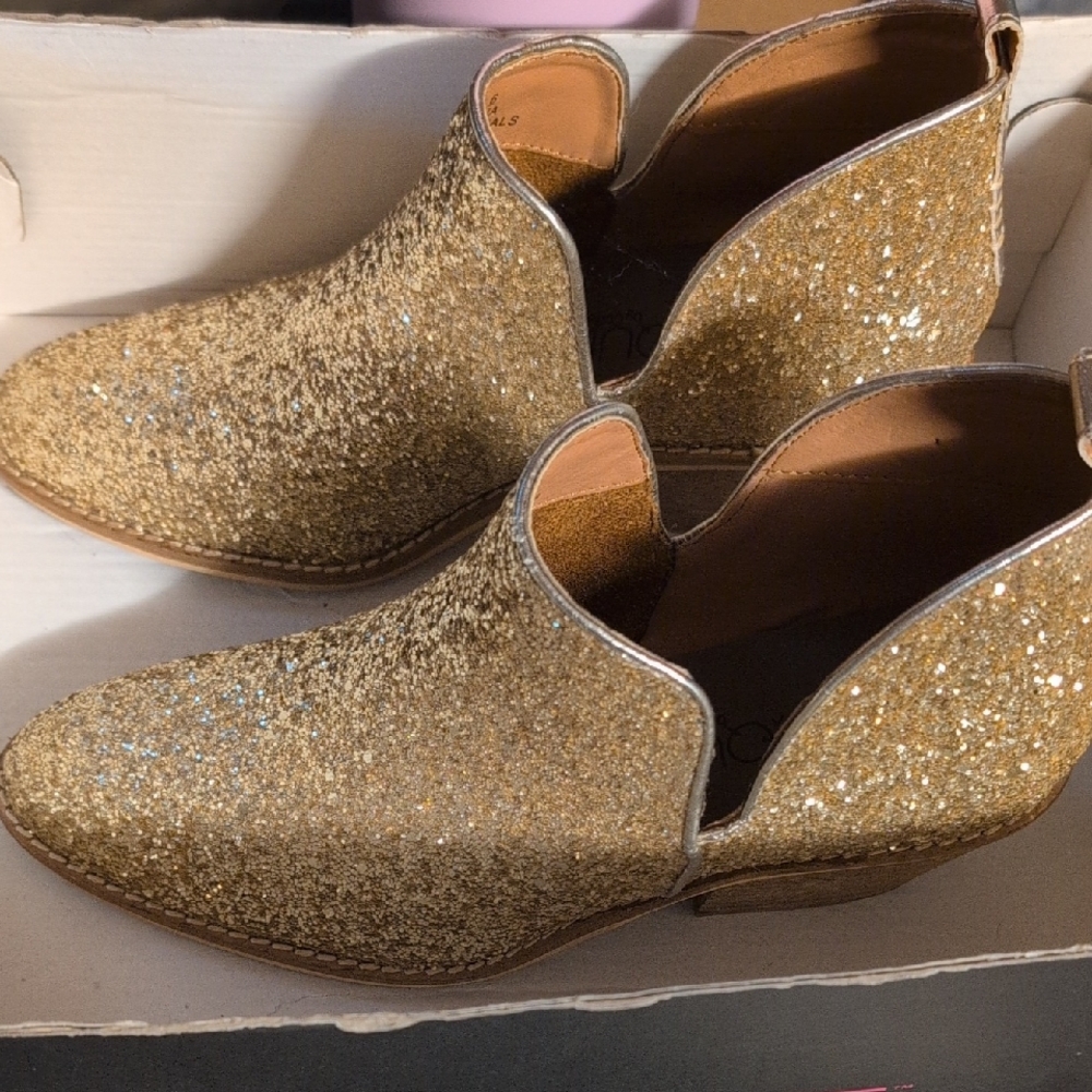 Corkys Gold Glitter Ankle Booties